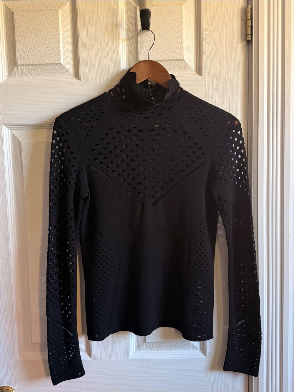 Dorothee Schumacher "Pure Perforation" Knit Turtleneck Top - Black
